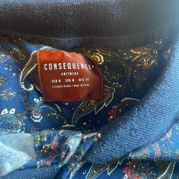 Consequence Men's M Navy Floral Paisley Henley - Picture 2 of 4